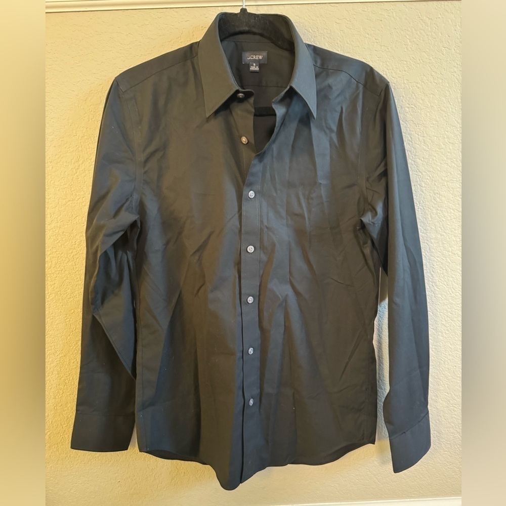 J. Crew Men’s Bowery Dress Shirt with Point Collar Black Slim Small - Picture 2 of 5